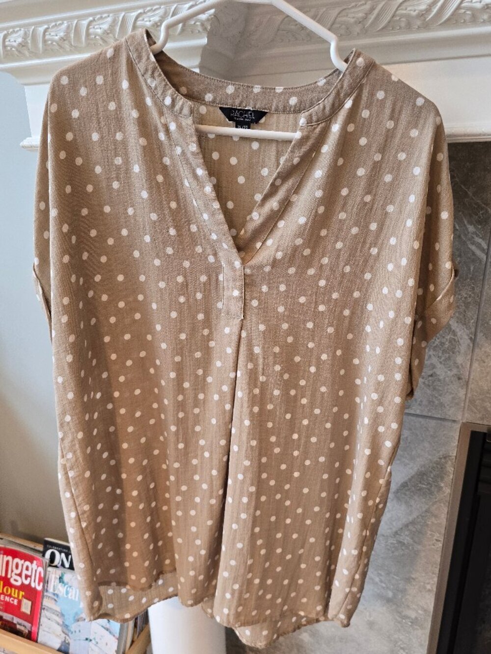 Rachel Roy sleeveless brown with white polka dots XL